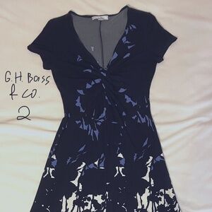 G. H. Bass & Co. Black Floral + Purple/White Ombre Maxi Dress Size 2